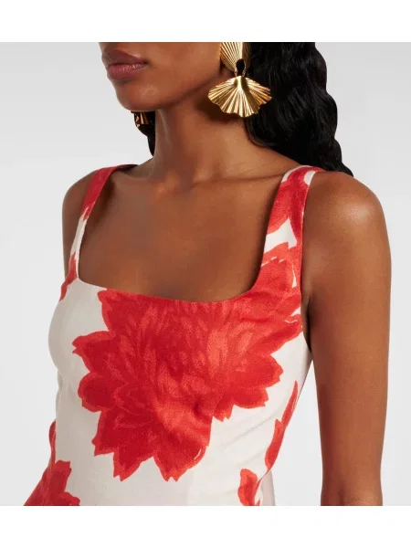 Rochie maxi Sir de in cu model floral de costum alb