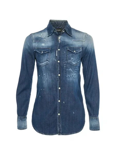 Cămașă de blugi Dsquared2 zdrențuiți albastru