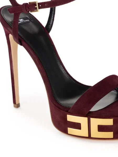 Sandale Elisabetta Franchi din piele de căprioară cu platformă roșu