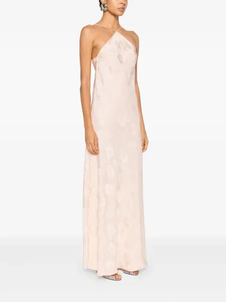 Rochie maxi Forte_forte cu model floral de costum roz