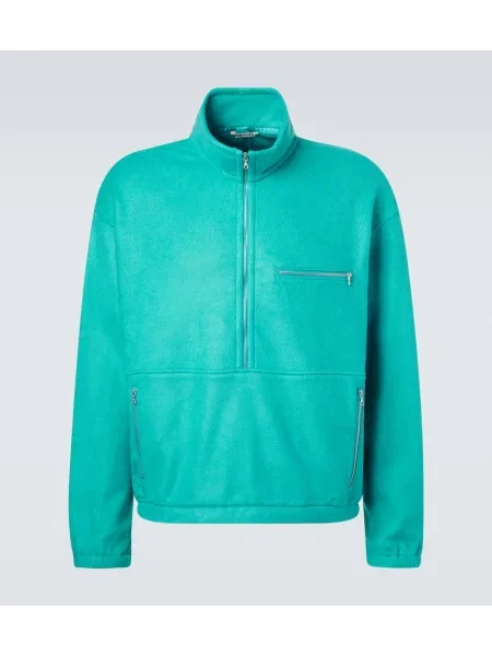 Pulover Auralee de mătase de jumătate de fermoar verde