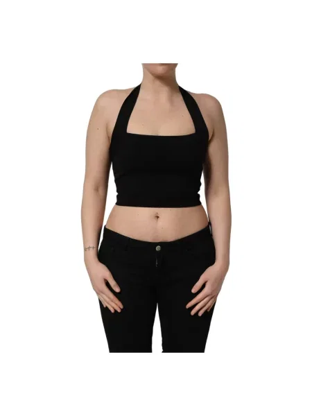 Krótki top Dolce And Gabbana z dekoltem halter czarny