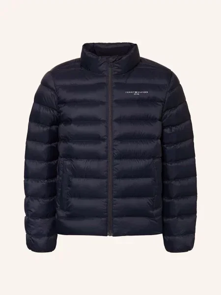 Tommy Hilfiger Péřová Bunda tmavě modrá bílá