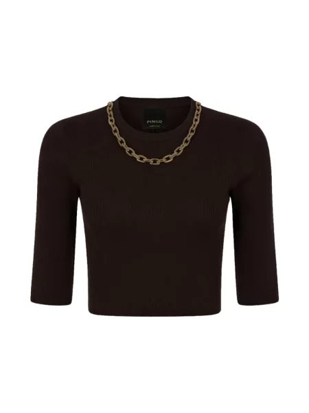 Dzianinowy crop top Pinko brązowy
