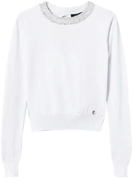 Pulover Twinset cu paiete alb