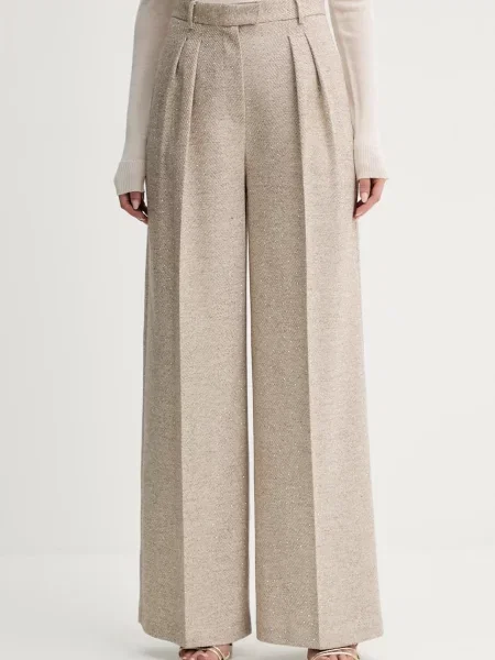 Simona Corsellini pantaloni drept high waist bej