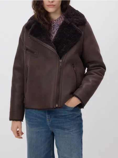 Reserved Пальто зі штучної шкіри темно коричневий