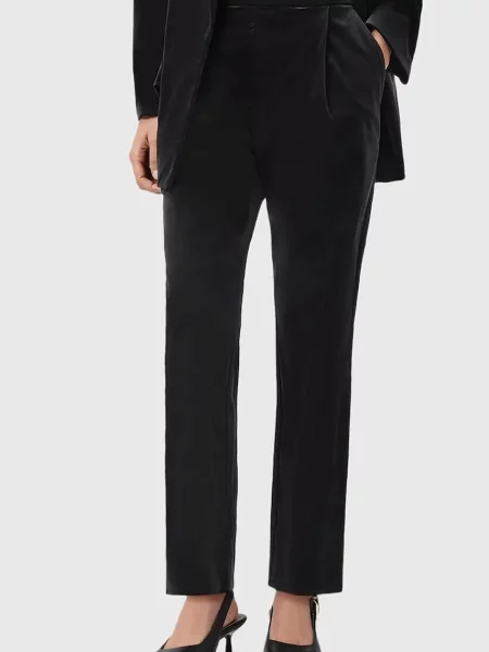AllSaints pantaloni de catifea mulată high waist negru