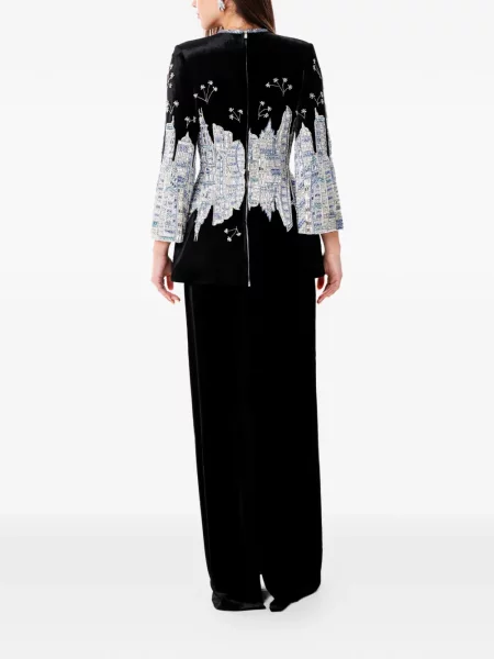 Rochie maxi Dina Melwani de catifea de cristal negru