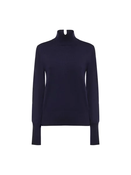 Lniany sweter z golfem Pinko niebieski
