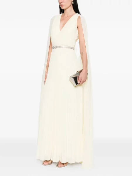 Плисирана костюм рокля Roland Mouret с V-образно деколте
