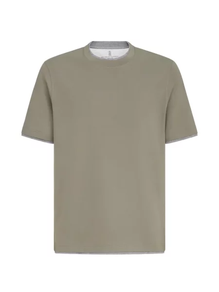 Tricou Brunello Cucinelli din jerseu cu decolteu rotund gri
