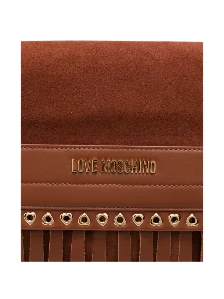 Кожена чанта Love Moschino с ресни кафяво
