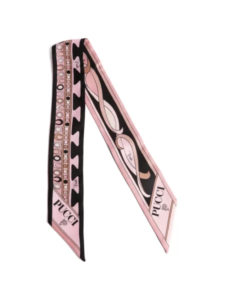 Fular Pucci de mătase cu imagine roz