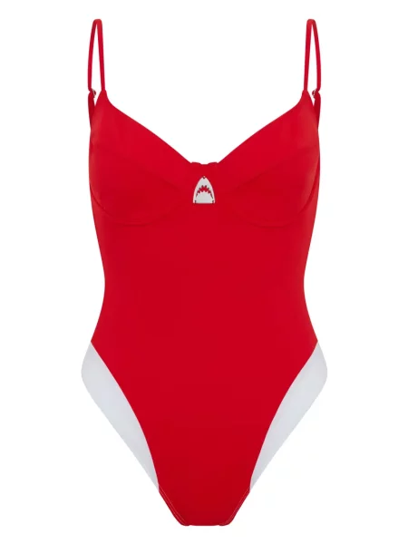 Costum de baie Let's Swim cu imagine roșu