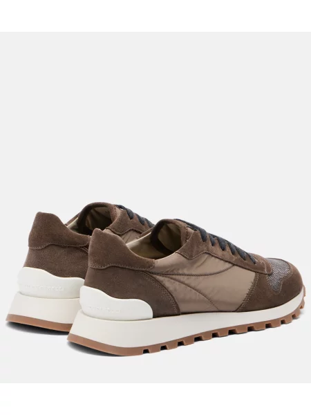 Sneakerși Brunello Cucinelli din piele de căprioară maro