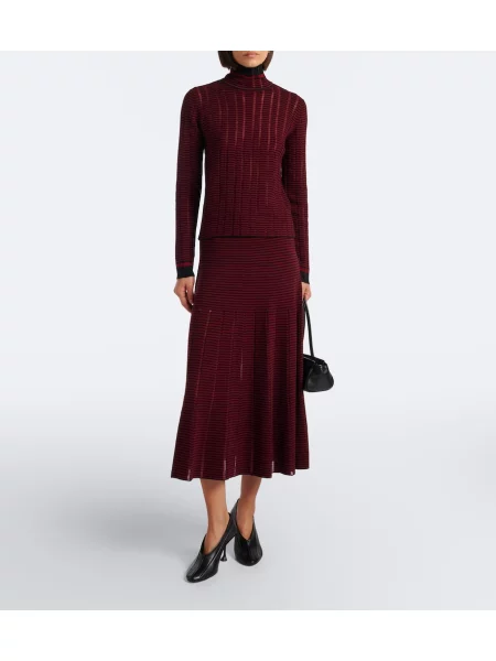 Fustă midi Proenza Schouler de lână cu dungi