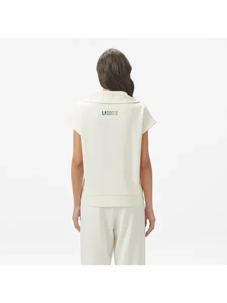 Lacoste Bluza Z Krótkim Rękawem Half Zip biała