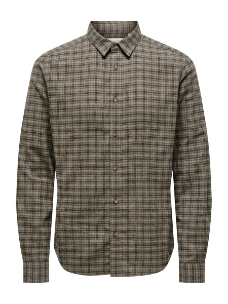 Only & Sons Košile ONSGUDMUND cappuccino / tmavě hnědá