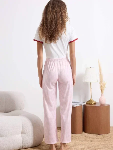 Trendyol Pyžamo ružová / purpurová biela