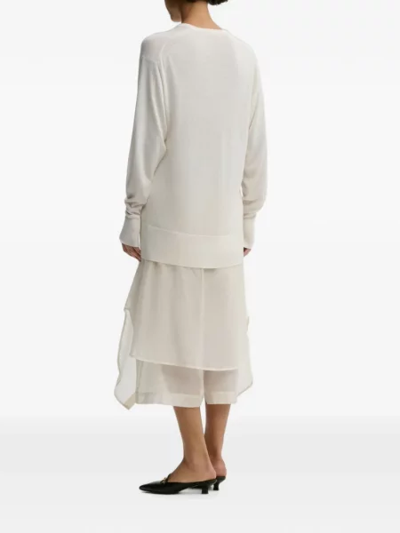 Lung pulover By Malene Birger cu decolteu în V alb