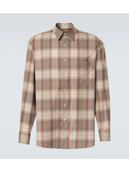 Vlněná kostkovaná košile Auralee