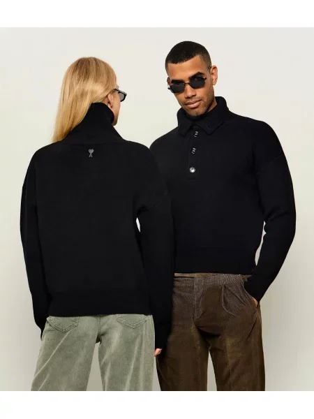 AMI Paris De lână pulover | Relaxed fit negru