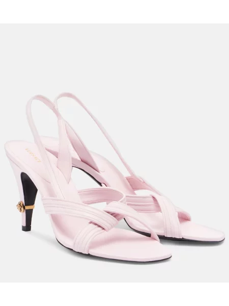 Sandale Versace din piele slingback roz