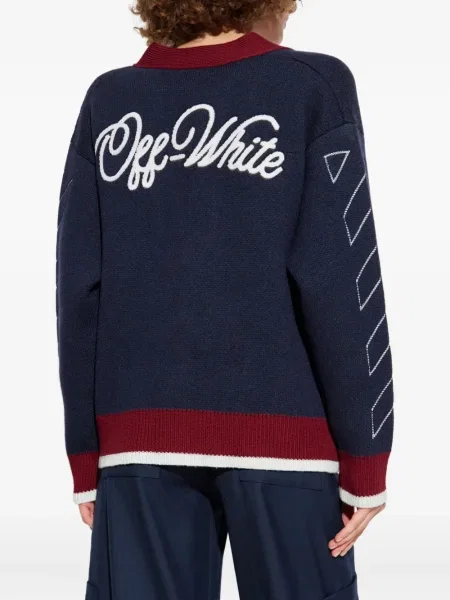 Cardigan Off-white din jacard alb