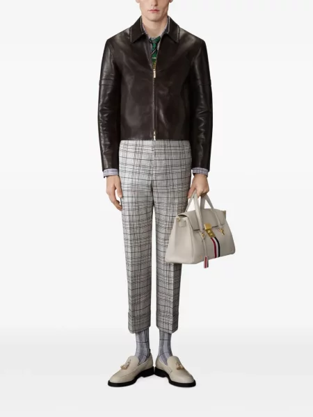 Geanta de piele Thom Browne maro
