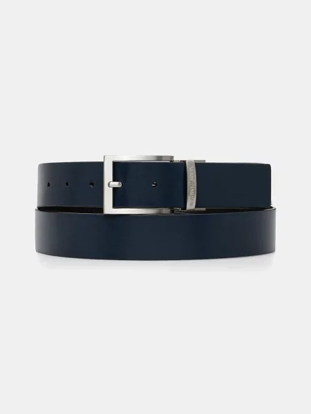 Pasek Emporio Armani skórzany dwustronny czarny