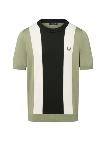 Fred Perry koszula z dzianiny Mężczyźni zielony|biały w S biała