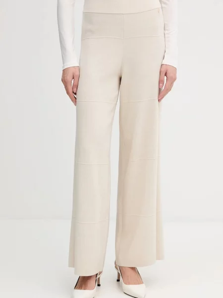 Joseph Ribkoff pantaloni de mătase lat high waist bej