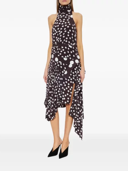 Rochie midi Iro cu buline asimetrică maro