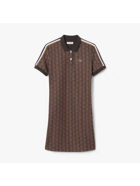 Lacoste Sukienka Polo O Dopasowanym Kroju Z Żakardowym Monogramem fioletowa