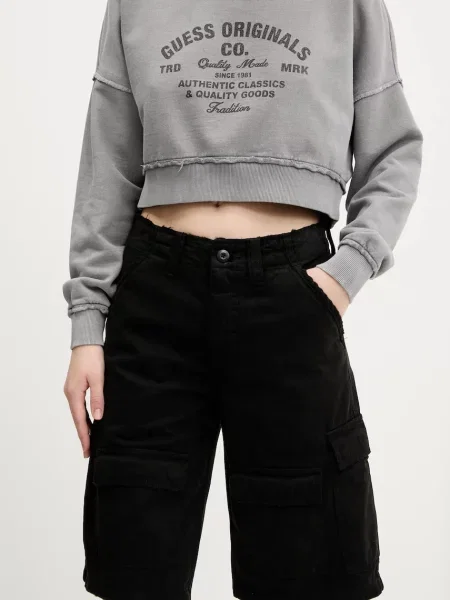 Къс панталон Guess Originals с изчистен дизайн със стандартна талия WGCVA черно