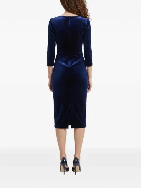 Rochie midi Sutton New York de catifea cu decolteu în V albastru
