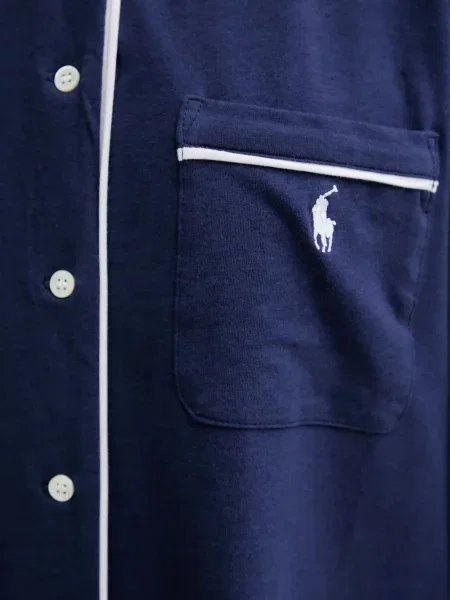 Tricou Polo Ralph Lauren cu decolteu rotund de mătase cu dungi alb