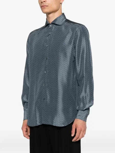 Lung cămașă Corneliani cu model floral cu imagine albastru