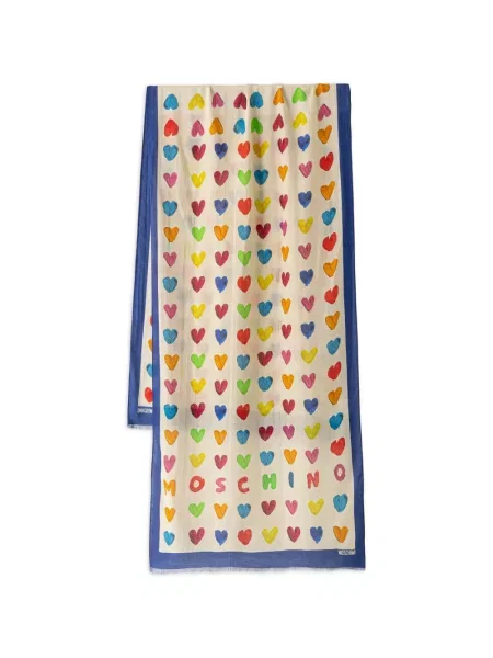 Fular Moschino cu imagine cu motiv cu inimi