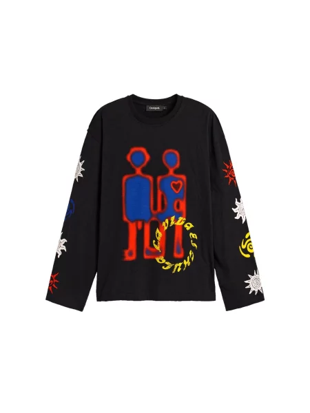 Desigual Tričko mix barev černá