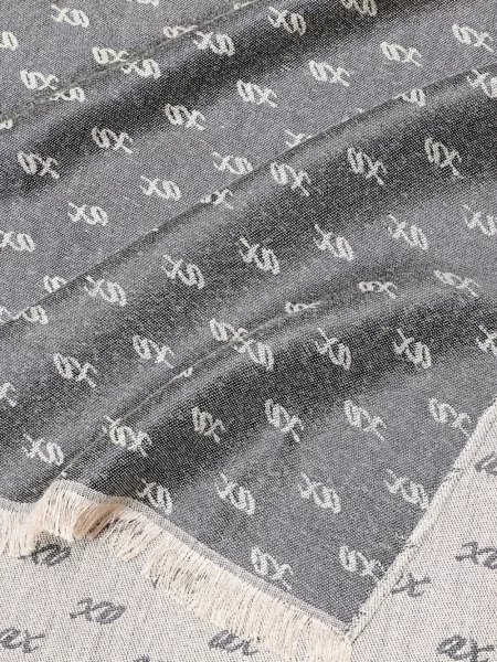 Κασκόλ Armani Exchange με κρόσσια ζακάρ γκρι