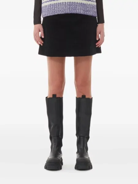 Mała mały spódnica mini Ganni sztruksowa czarna
