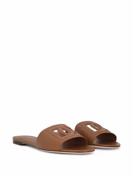 Iš natūralios odos sandalai Dolce & Gabbana ruda