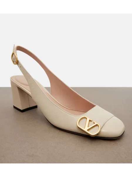 Pantofi cu toc Valentino Garavani din piele slingback alb