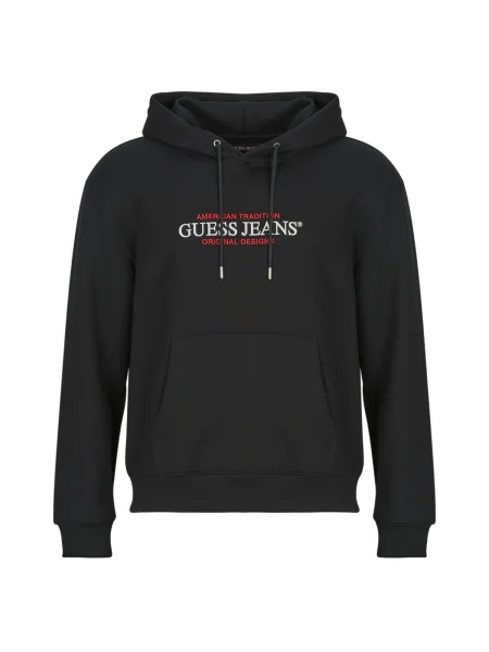 Geacă de blugi Guess Jeans cu glugă negru