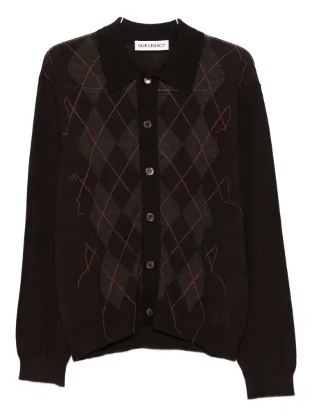 Pletený kardigan Our Legacy s argylovým vzorem hnědý