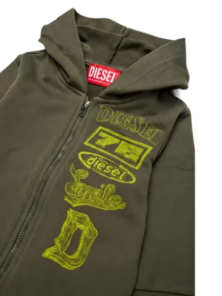 Bluza z kapturem dziecięca Diesel zielona