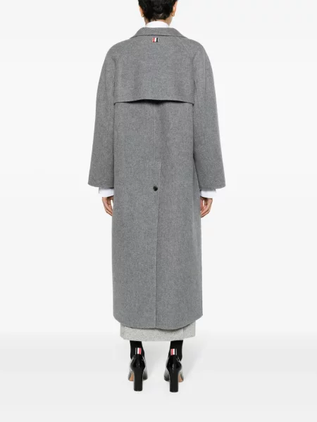 Vlněný maxi kabát Thom Browne šedý