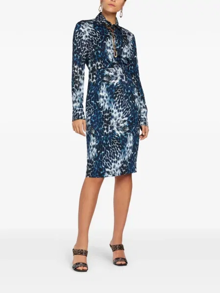 Fustă tip creion Roberto Cavalli cu imagine cu model leopard albastru